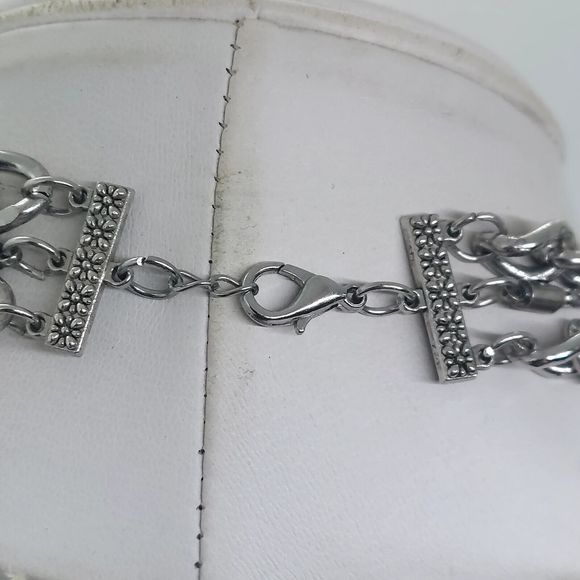 Silver Tone Layered Coin Dangle Necklace - Picture 7 of 7